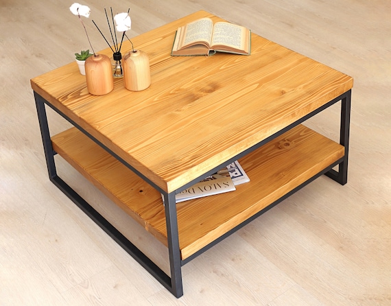 Coffee Table Made Of Solid Wood And Metal Square Canada Metal Square Coffee Table, Solid Wood Coffee Table Made In Canada