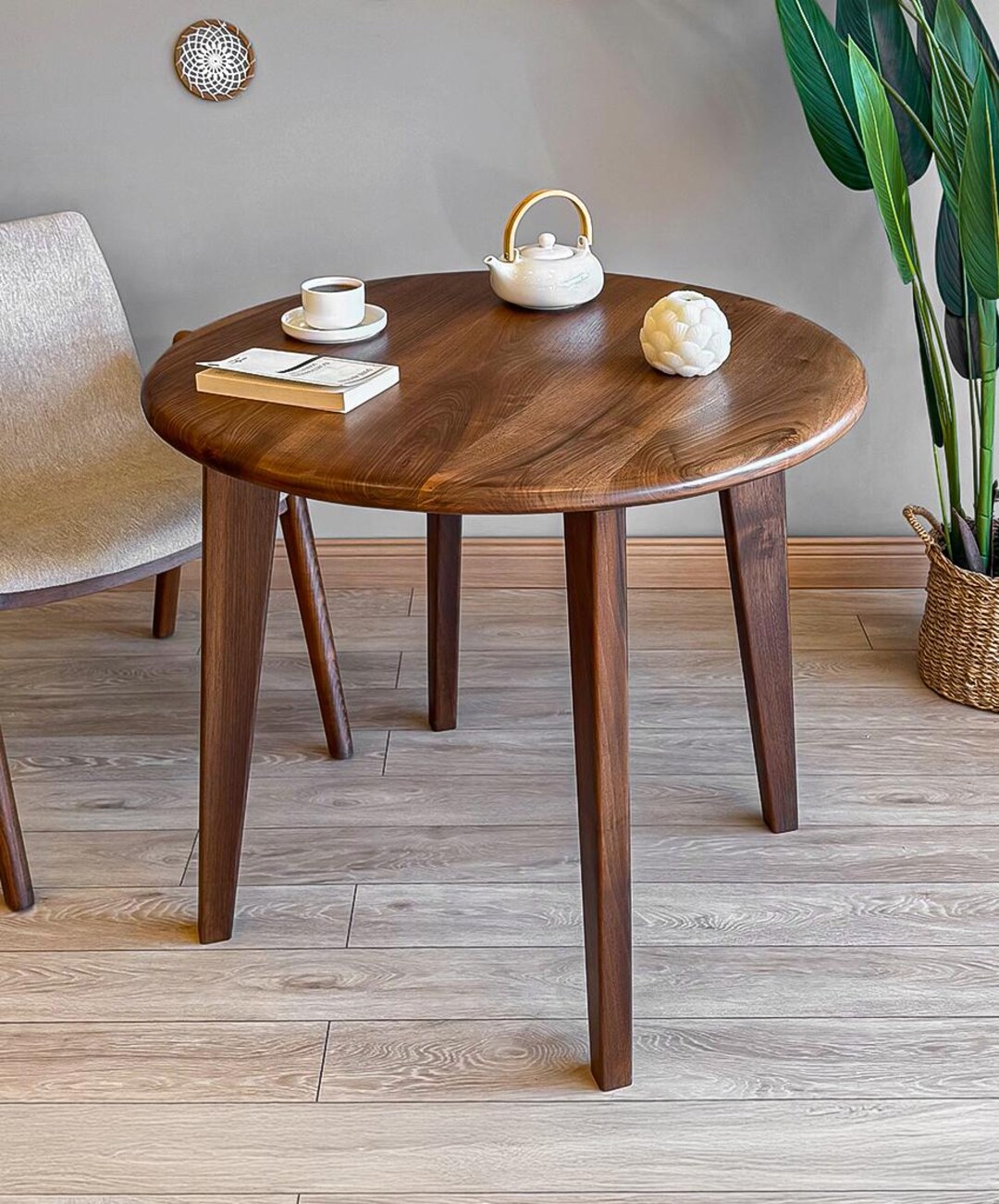 Round Walnut Dining Table , Danish Kitchen Table : Custom Handmade ...