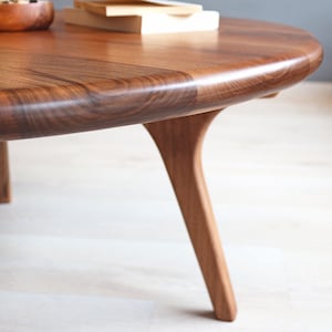 Mid Century Round Coffee Table , Scandinavian Coffee Table , Walnut Wood Sofa Table image 5