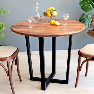 Round Dining Table , Mid Century Modern Round Table , Solid Wood Kitchen Table