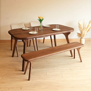 Mid Century Modern Dining Table - Handmade Solid Walnut Wood Table - Etsy