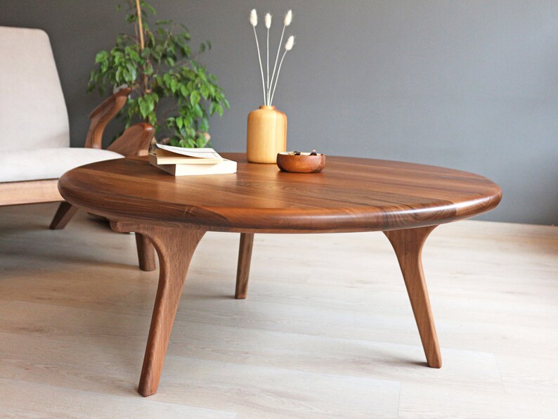 Mid Century Round Coffee Table Scandinavian Coffee Table image 1