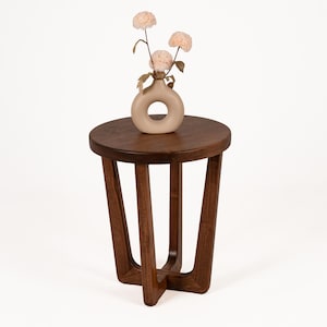 Round Side Table , Walnut Wood Side Table , Bedside Table , Small Coffee Table