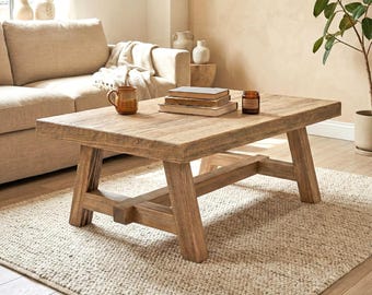 Rustic Wood Coffee Table , Rectangular Sofa Table , Handmade Living Room Furniture