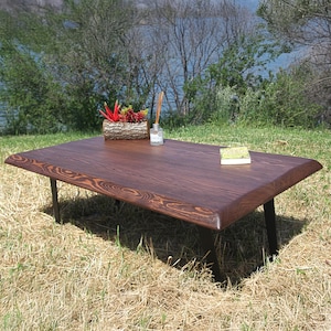 Solid Wood Coffee Table with Metal Legs- Asya / Reclaimed Wood Cofffe Table / Farmhouse Large Coffee Table