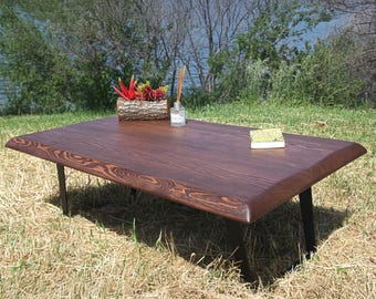 Massief houten salontafel met metalen poten - Asya / salontafel van gerecycled hout / grote salontafel boerderij