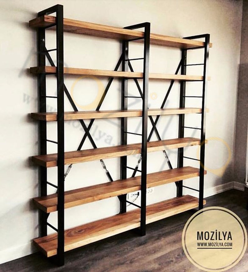 Rustic Wooden Bookshelf Timber X / Handmade Solid Wood and Etsy