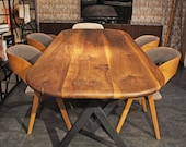 Mid Century Dining Table , Handmade Solid Wood Table With