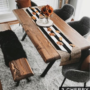 Cherry finished rustic dining room table