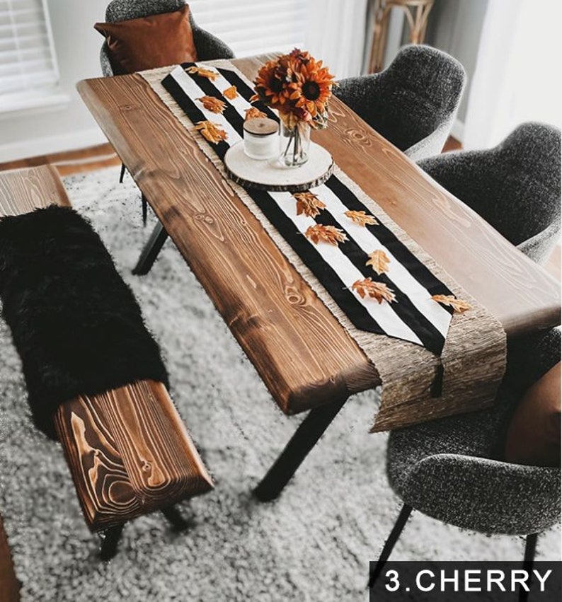 Cherry finished rustic dining room table