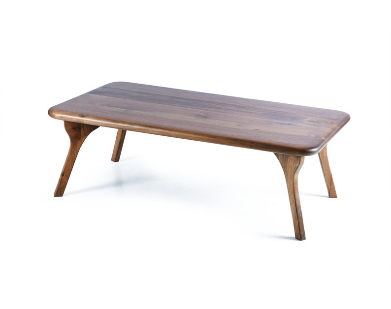 Mid Century Coffee Table , Solid Wood Rectangle Coffee Table , Scandinavian Black Walnut Sofa Table image 8