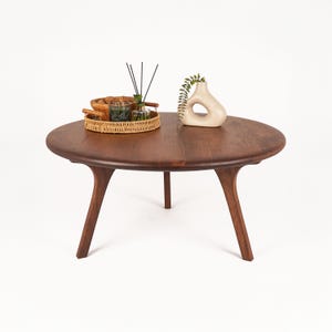 Mid Century Round Coffee Table , Round Wood Coffee Table , Solid Walnut Wood Coffee Table , Scandinavian Handmade Sofa Table