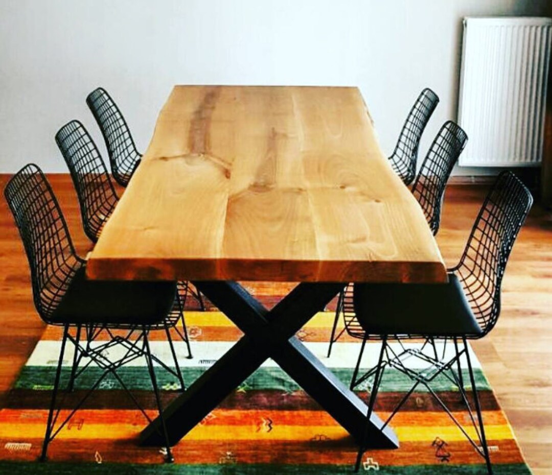 Tavolo Da Pranzo In Pino Riciclato - Design Moderno E Rustico | Misure 200x90x76 Cm | Marrone - Foto 2