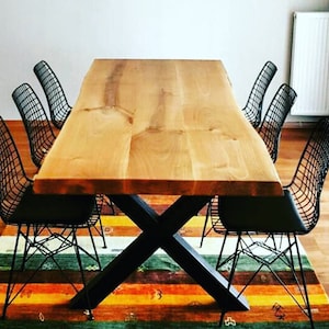 Solid Wood Live Edge Dining Table , Walnut Dining Room Table , Modern Farmhouse Dine Table , Rustic Kitchen Table