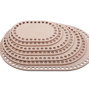 Base de cesta de madera rectangular redondeada / Fondo de contrachapado de abedul de 3 mm con agujeros de 8 mm para cestas de ganchillo / Suministros de manualidades DIY