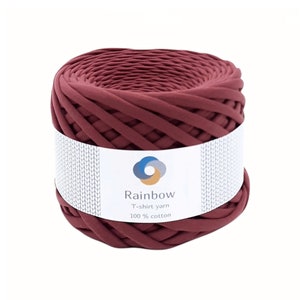 T-shirt  yarn for crochet bags, cradles. Knitted bag  yarn, Trapillo yarn, Chunky yarn, macrame yarn. Textile basket yarn.  Bordoe colour