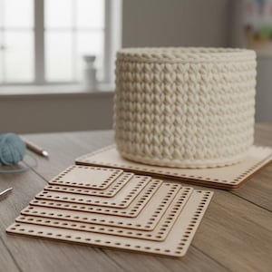 Square Birch Plywood Basket Base: Crochet & Knit DIY Craft Supply