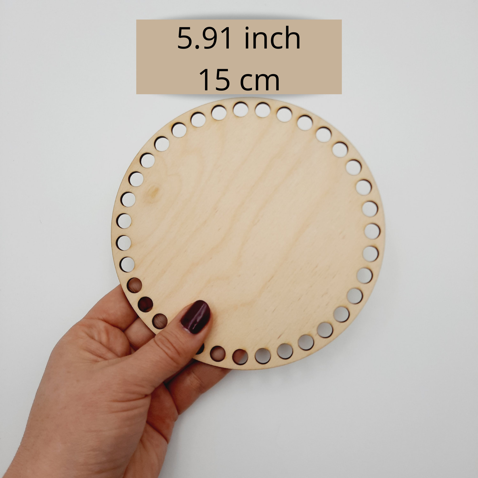 Bases En Bois Rond Pour Paniers Crochet - Contreplaqué Bouleau, Diamètres 10cm, 15cm, 17cm, Trous Pré-percés, Lot 5 Pièces
