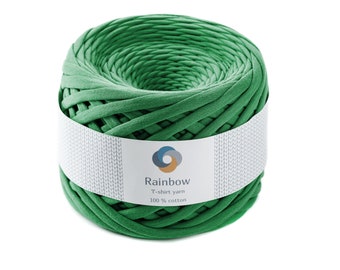 Green T-Shirt Yarn: Bulky Cotton Crochet Basket Yarn (7-9mm)