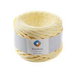 Tshirt crochet yarn, Jersey yarn. T-shirt cotton yarn. Fabric knitting yarn. Bulky yarn. Crochet basket yarn. Trapillo yarn,Yellow (Liquor)