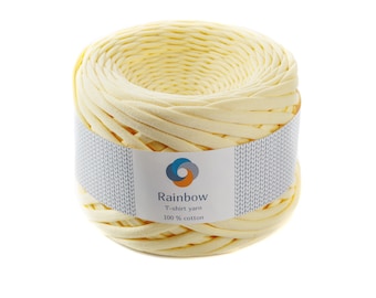Yellow T-Shirt Yarn: Bulky Cotton Jersey for Crochet Baskets. Liquor