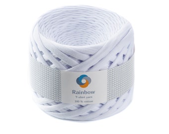White Cotton T-Shirt Yarn: Bulky Jersey Crochet Yarn for Baskets