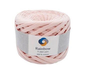 Powder Pink T-Shirt Yarn: Stretchy Cotton Jersey for Crochet, Knitting