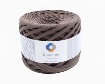 Laine pour t-shirt marron chocolat : ruban de coton au crochet volumineux