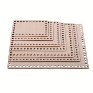 Rectángulo inferior de la canasta de crochet. Fondo de cesta. Base de madera para cesta de crochet. Diferentes tamaños. 3 mm de espesor
