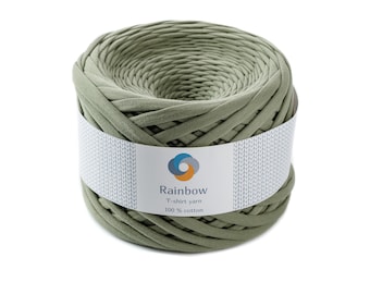 Laine pour t-shirt vert mousse : grosse laine à crocheter en coton (7-9 ou 5-7 mm)