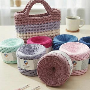 Fio de algodão para camisetas, ideal para crochê de bolsas e cestos – Fio para tecido disponível em novelos de 25, 50 e 100 m. Fio grosso e encorpado para tapetes e projetos de crochê.