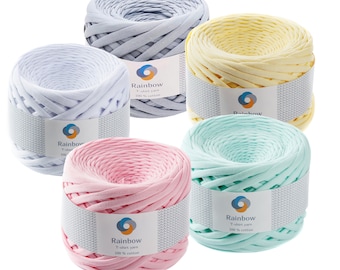 Filato per uncinetto per magliette. Spedizione gratuita. Filato tessile. Filato per borse lavorate a maglia. Set da 5 gomitoli da 50 m ciascuno. Filato per borse lavorate a maglia, Filato spesso e voluminoso.