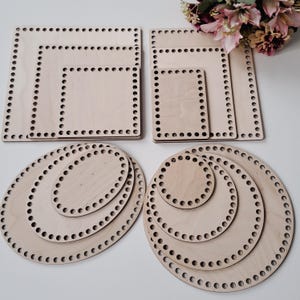 Base de madera para cesta de crochet, base redonda de madera, base rectangular de cesta de madera contrachapada, fondo cuadrado de madera, base de cesta de crochet