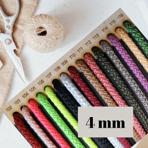Macrame cord 4 mm. Knitted rope. Polyester cord. Crochet rope. Textile thread. Braided rope. Knot rope. bead cord. rug yarn. 200 meters