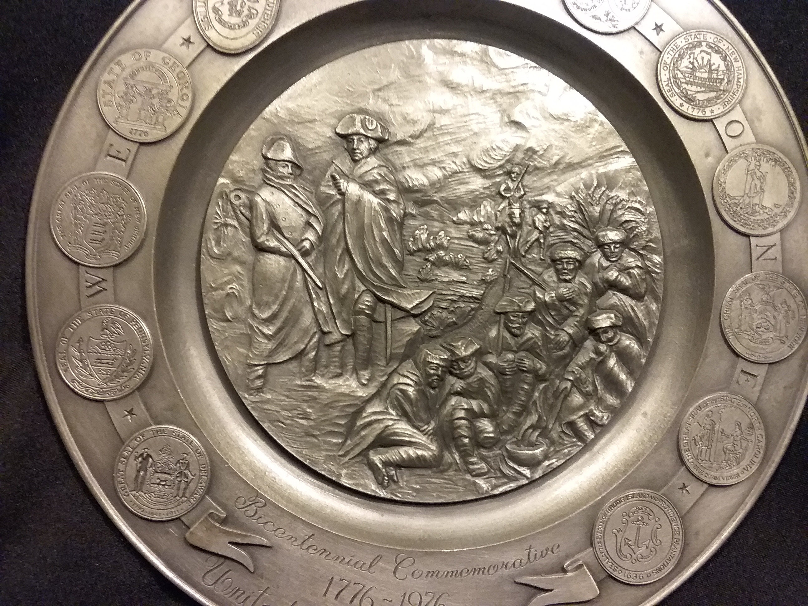 Bicentennial Commemorative Pewter Plate We are One Etsy
