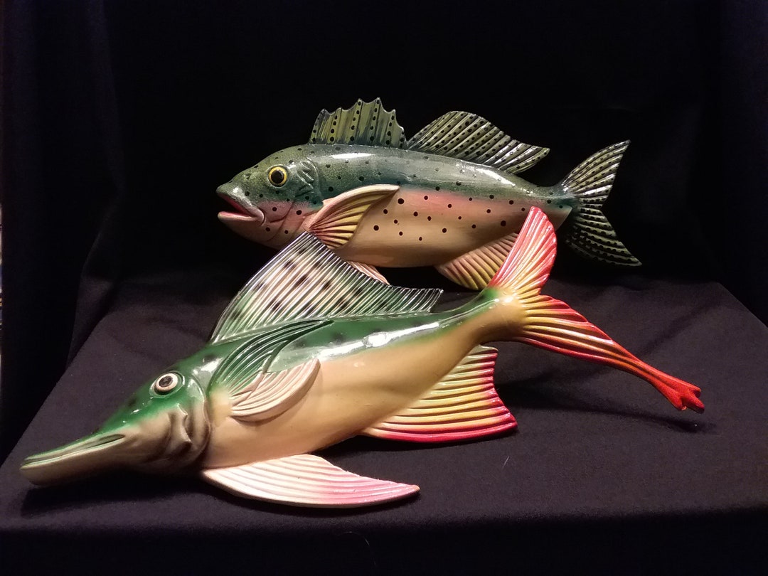 TWO Hand Painted 3D Fish Wall Decoration Etsy