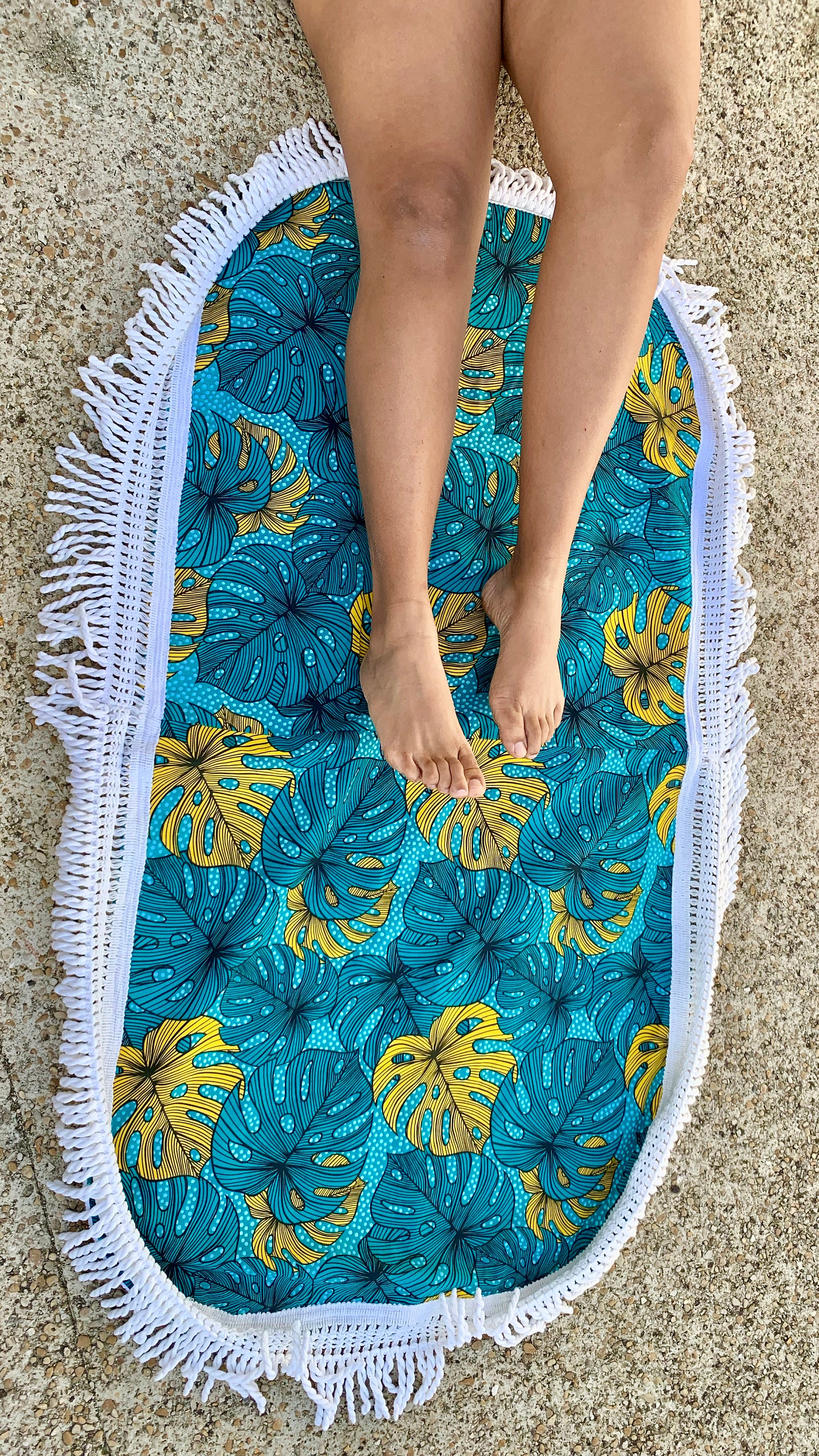 Serviette de Plage Ovale Fait-Main en Coton et Éponge Africa