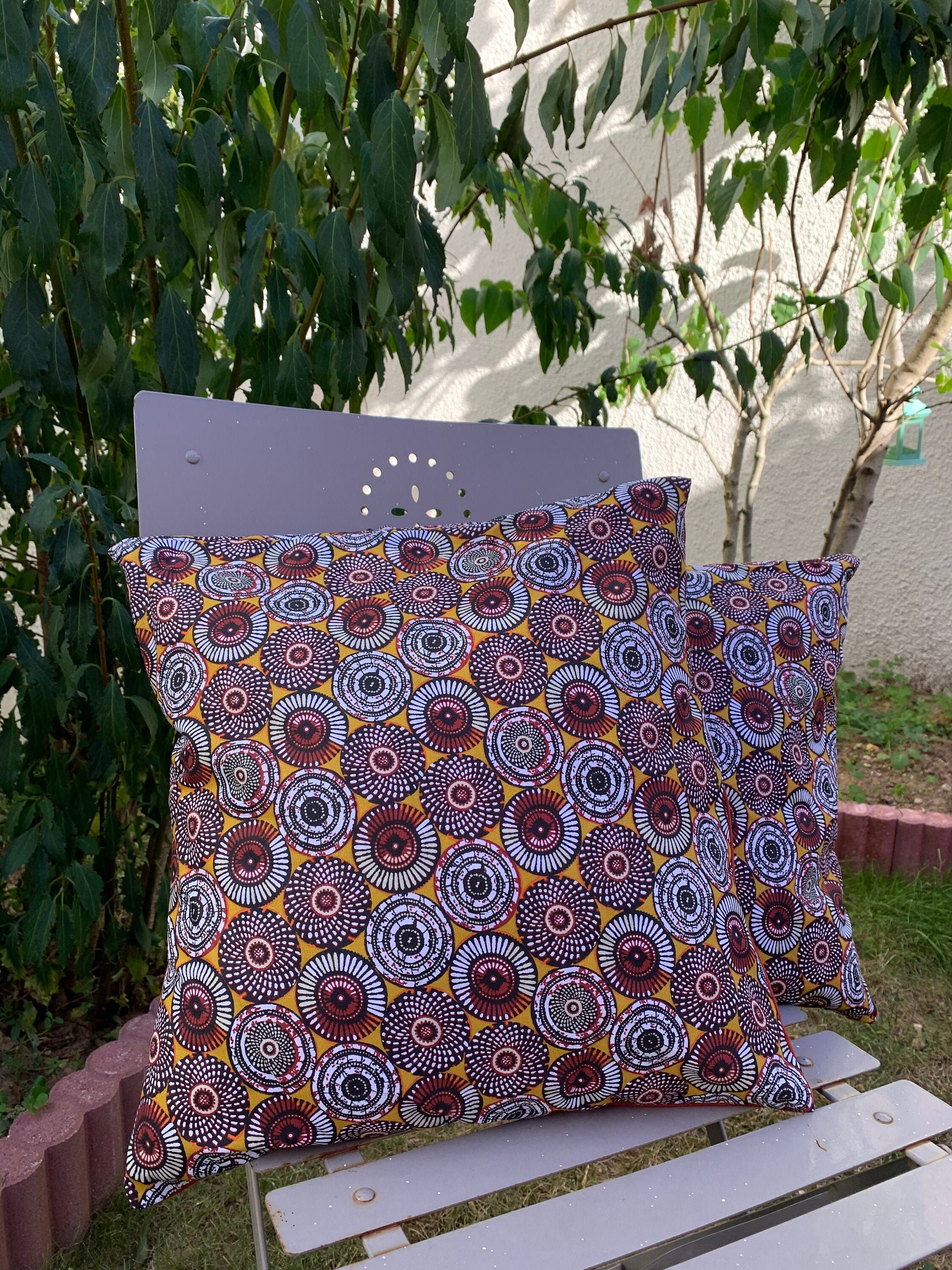 Quatre Taies de Coussin Fait-Main en Coton Africa