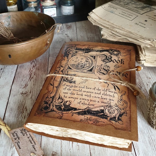 Book of shadows journal book for witches, vintage books brown wicca, witchy gifts for best friend, handmade book of shadows,  Witchcraft -