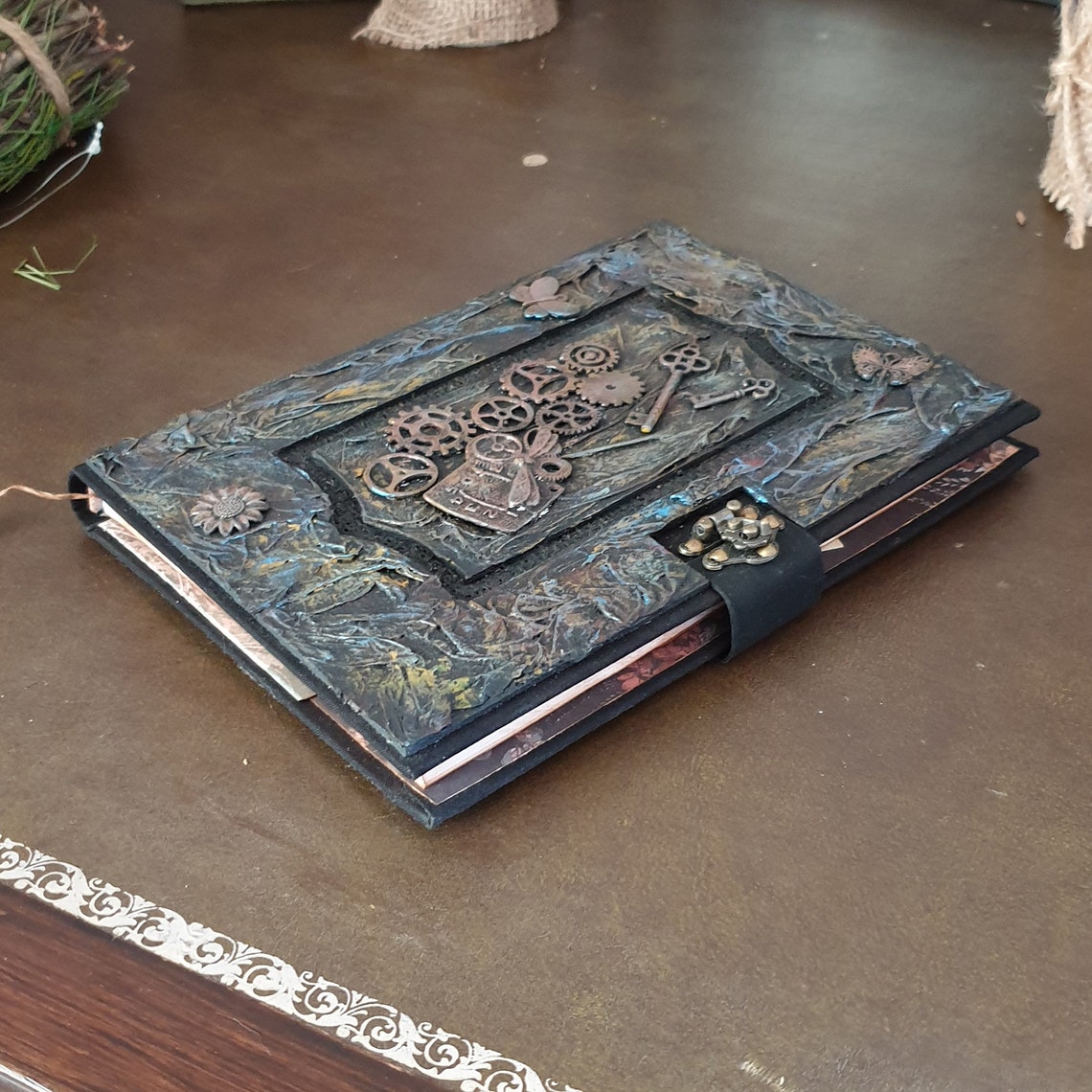 Steampunk Notebook Embossed Gothic Diary Sketchbook Lock Etsy