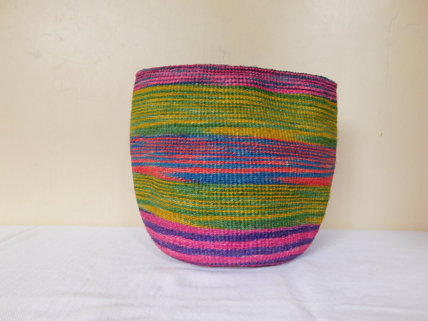 Handwoven Colorful Tapered Planter Basket