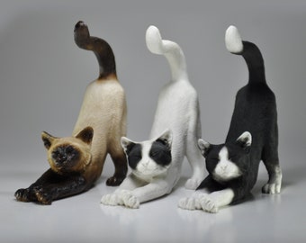 Statue Chat Persan Sur Socle Bois – Art Dog FR, édition Limitée, Résine/bronze