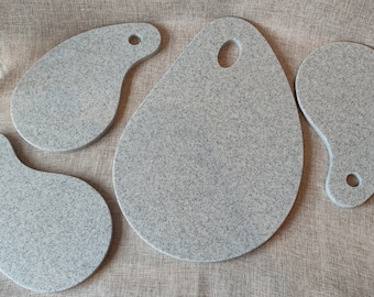 Solid Surface Cutting Board | Teardrop shape | Light Grey with Specks