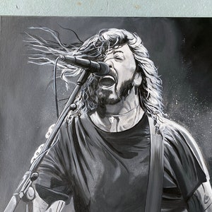 Dave Grohl Original Painting or Print | Pop Art Print | Rock Art | Objets d’art de musicien de collection | Combattants Foo