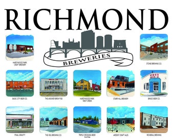 RVA Brewery Poster | Richmond, VA | Scott's Addition | Poster | Coasters | Breweries | Beer Lover Gift | Beer Fans