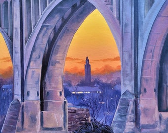 Carillon Sunset From the James Fine Art Print | Richmond Art | Bridge Painting  | CSX | Richmond Virginia