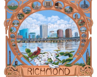 Art Nouveau Richmond Poster Fine Art Print | Richmond, VA | Richmond Art | John Price | Art Deco | Mucha