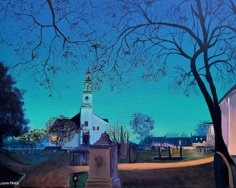 Sunset from St. John's Episcopal Church Fine Art Print | Richmond Art | Sunset Painting | Church Painting | Richmond | Richmond Virginia