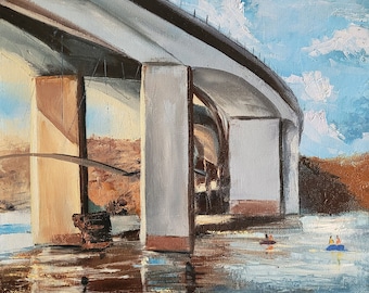 Belle Isle Suspension Bridge Fine Art Print | Richmond Art | Bridge Painting | Belle Isle Painting | Richmond | Richmond Virginia