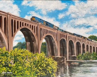 James River Train Bridge Fine Art Print | Richmond Art | Bridge Painting | Train Painting | CSX | Richmond Virginia